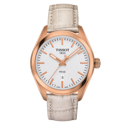Tissot PR 100 Quartz 33 Rose Gold PVD / Silver / Strap
